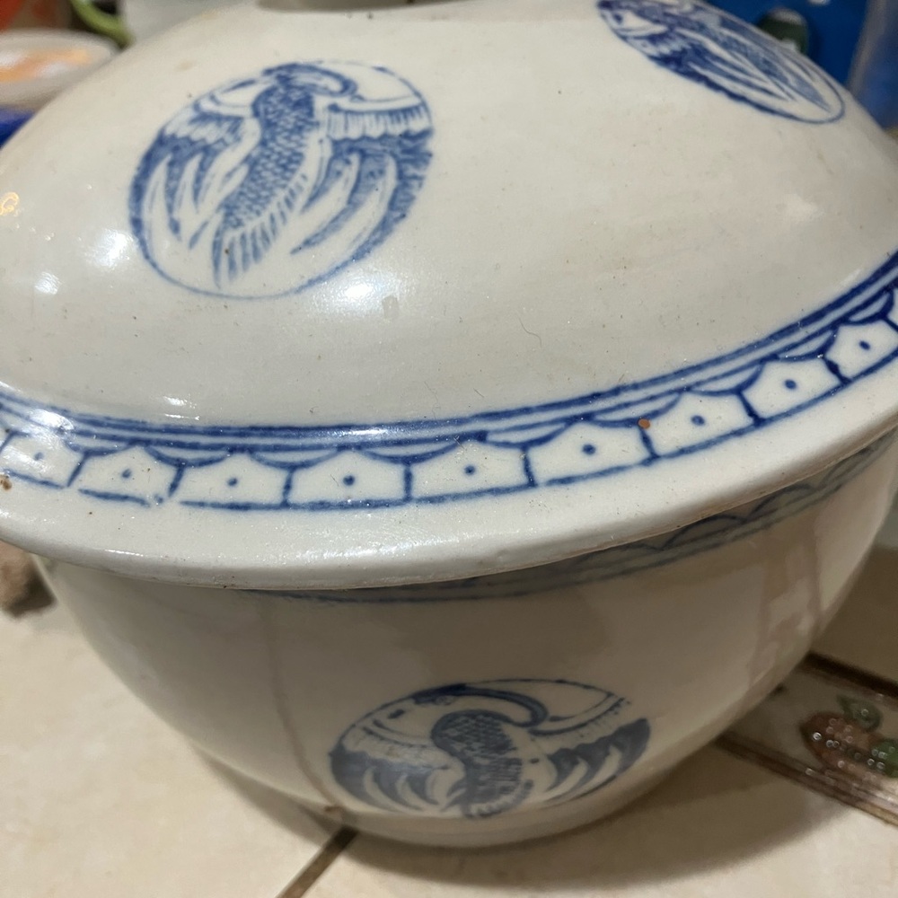 Blue and white crane vintage phoenix. Still in good condition